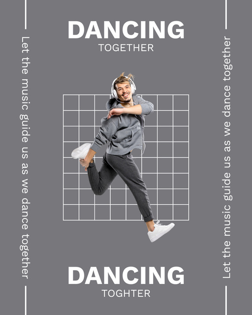 Happy Dancing Man in Headphones Instagram Post Vertical Design Template