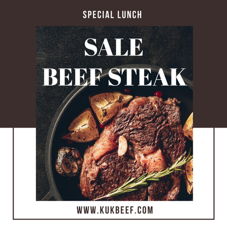 Beef Steak Special Lunch Offer Instagram Design Template