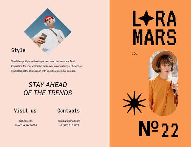 Modèle de visuel Fashion Ad with Stylish Young People - Brochure 8.5x11in Bi-fold