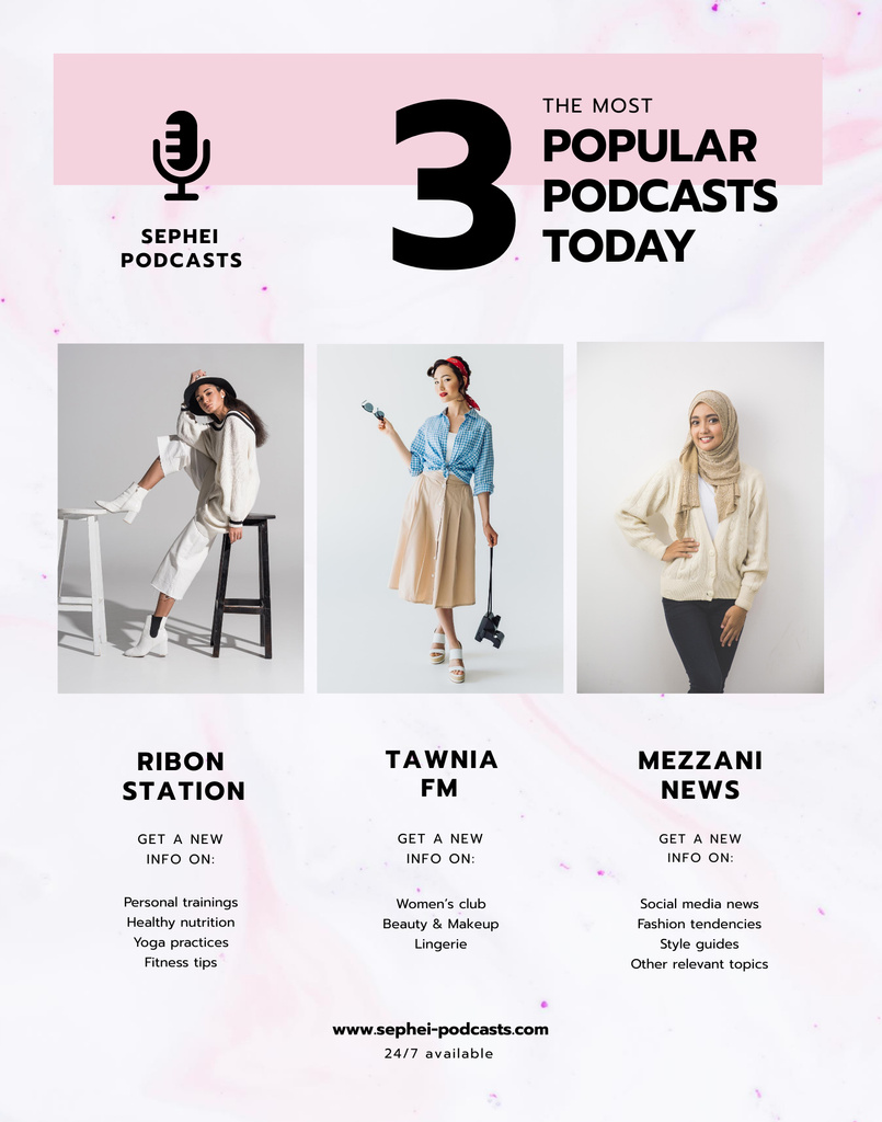 Popular Podcasts Ad with Young Women Poster 22x28in Design Template