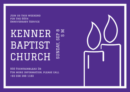 紫色のシンプルな教会の招待状 Flyer A6 Horizontalデザインテンプレート