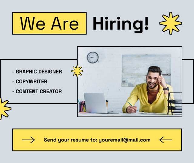 Template di design Hiring Specialists on Content and Visual Facebook