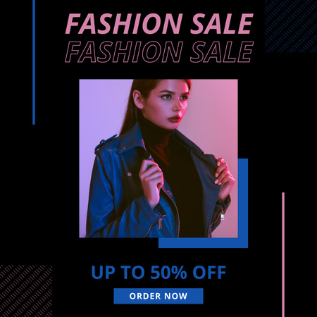 Fashion Sale with Attractive Woman Instagram Design Template
