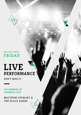 Live Performance Announcement with Crowd at Concert Poster 28x40in Design Template