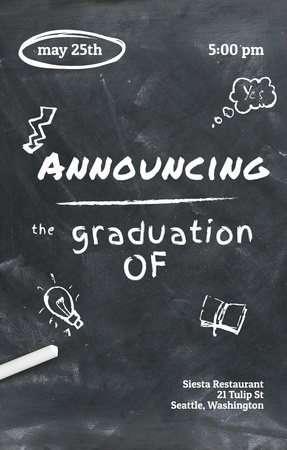 Graduation Announcement With Blackboard Invitation 4.6x7.2in Tasarım Şablonu
