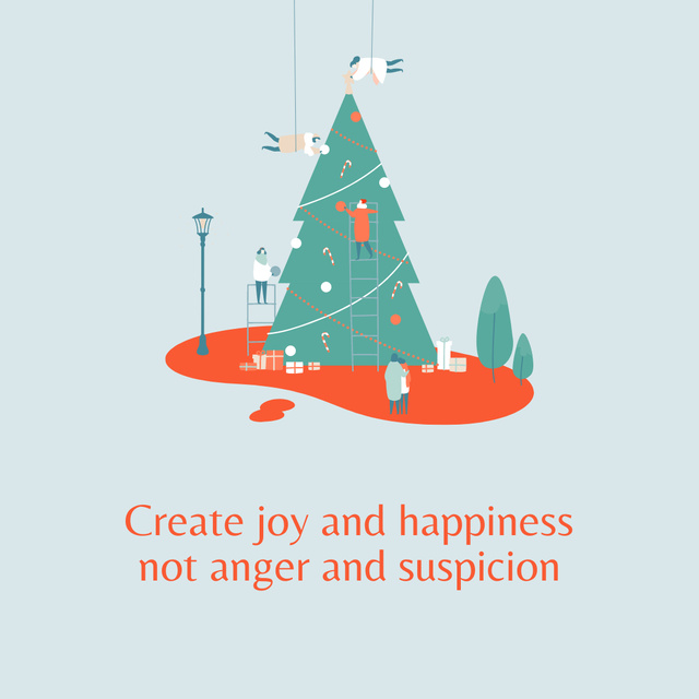 Inspirational Phrase with Christmas Tree Instagram Design Template