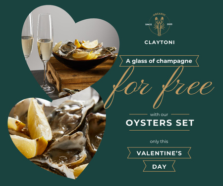 Designvorlage Valentine's Day Restaurant Offer with Oysters für Facebook