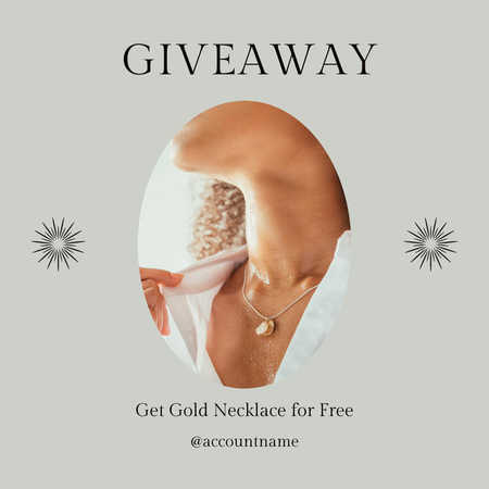 Ontwerpsjabloon van Instagram van Gold Necklace Giveaway Announcement