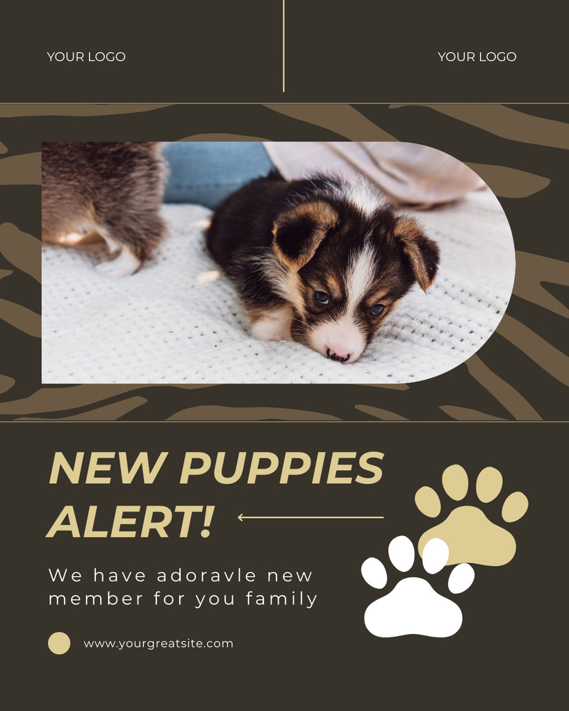 Designvorlage Offer of New Puppies for Adoption für Instagram Post Vertical