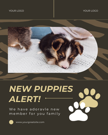Offer of New Puppies for Adoption Instagram Post Vertical Design Template