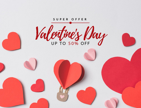 Ontwerpsjabloon van Thank You Card 5.5x4in Horizontal van Superdealkortingen op Valentijnsdagartikelen met hartjes
