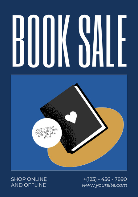 Plantilla de diseño de Book Special Sale Announcement with Heart Poster 28x40in 