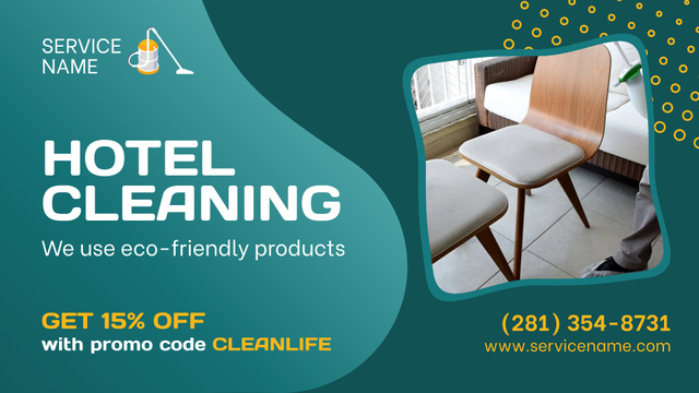 Plantilla de diseño de Hotel Cleaning Service With Discount And Eco-friendly Supplies Full HD video 