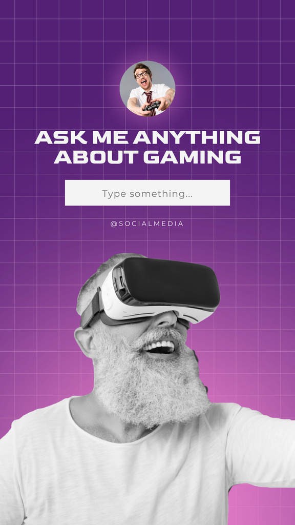 Designvorlage Ask Me Anything About Gaming  für Instagram Story