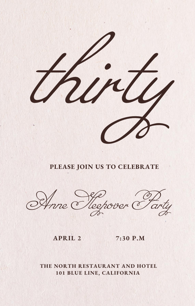 Plantilla de diseño de Sleepover Birthday Party In Beige Invitation 4.6x7.2in 