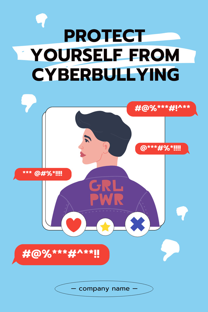 Protection of Cyberbullying Pinterest Design Template