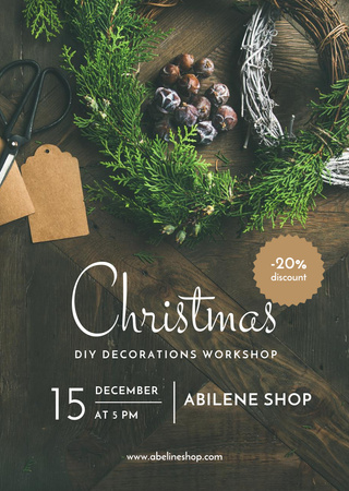 Christmas Decoration Workshop Announcement Flyer A6 tervezősablon