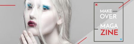 Fashion Magazine Ad with Girl in White Makeup Email headerデザインテンプレート