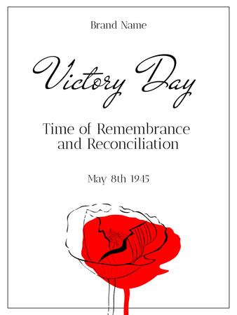 Victory Day Celebration Announcement with Red Poppy Poster 36x48in Šablona návrhu