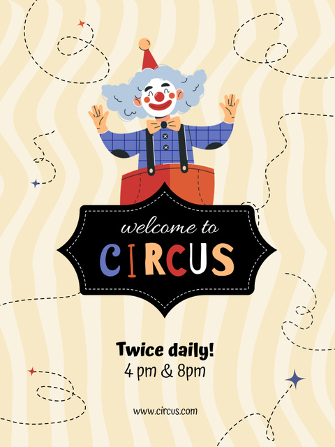 Engaging Circus Show Announcement with Clown Poster US Tasarım Şablonu