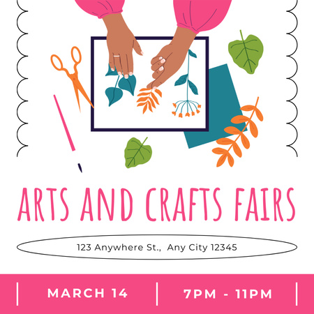Bright Announcement of Arts and Crafts Fair Instagram Design Template