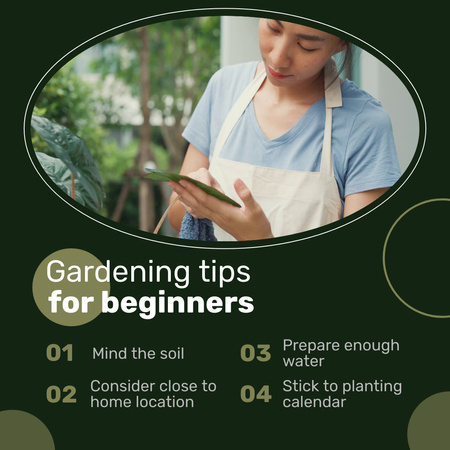Plantilla de diseño de Consejos útiles de jardinería para principiantes en verde Animated Post 