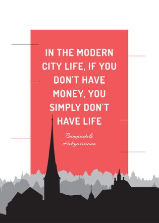 City Lifestyle quote on Buildings silhouettes Flayer Design Template