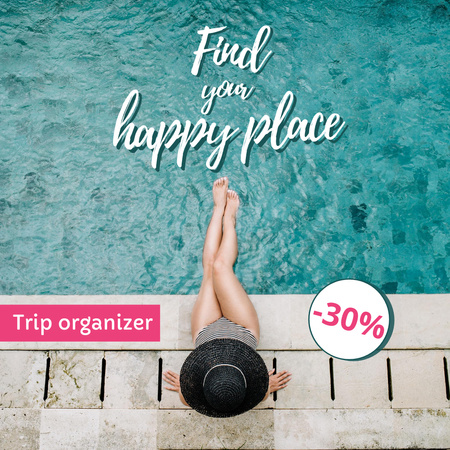 Modèle de visuel Travel Offer with Girl in Pool - Instagram