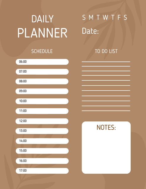Elegant Brown Daily Notepad 8.5x11in Design Template