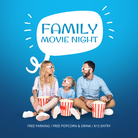 Family Movie Night Announcement Instagram Design Template