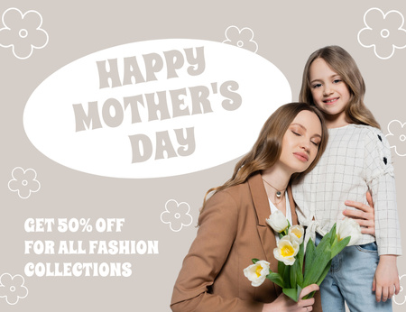 Discount Offer on Fashion Collections on Mother's Day Thank You Card 5.5x4in Horizontal Design Template