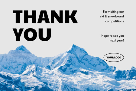 Gratitude for Visiting Ski and Snowboard Competitions Postcard 4x6in Design Template