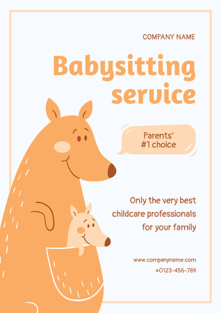 Plantilla de diseño de Babysitting Services Ad with Cute Kangaroos Poster 