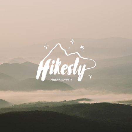 Hiking Tours Offer with Mountains Landscape Logo Design Template