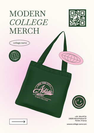 College Apparel and Merchandise Poster Design Template