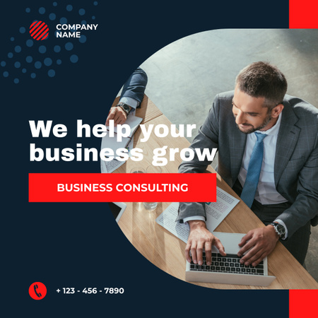 Man working in Business Consulting Agency LinkedIn post Design Template