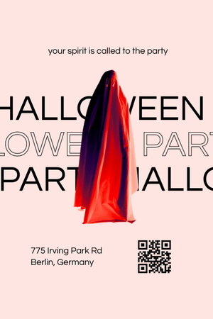 Halloween Party Announcement with Ghost Invitation 6x9in Design Template