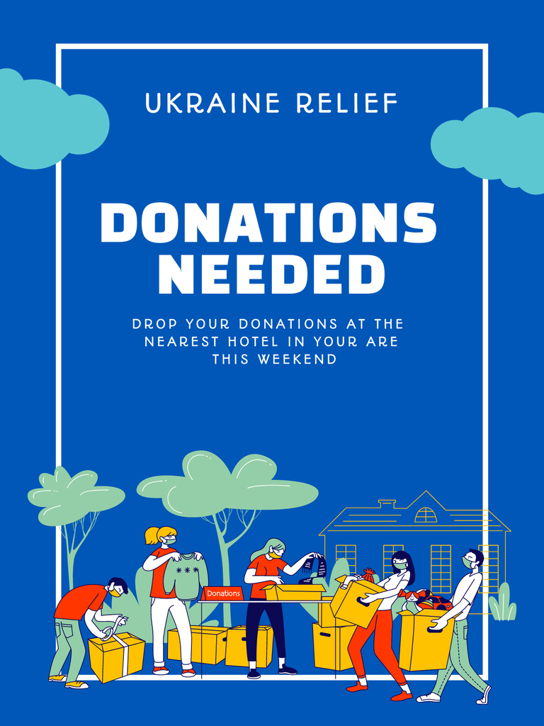 Donations for Ukraine Needed Poster USデザインテンプレート