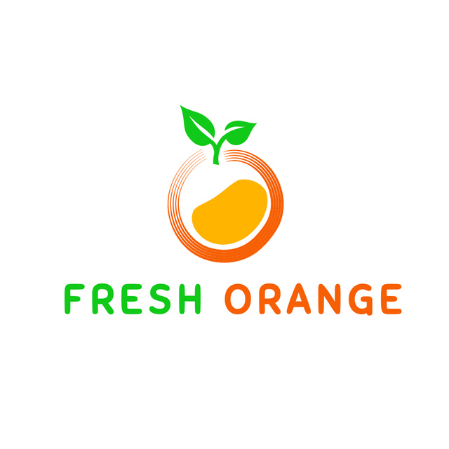 Ontwerpsjabloon van Logo van Seasonal Produce Ad with Cute Illustration of Orange