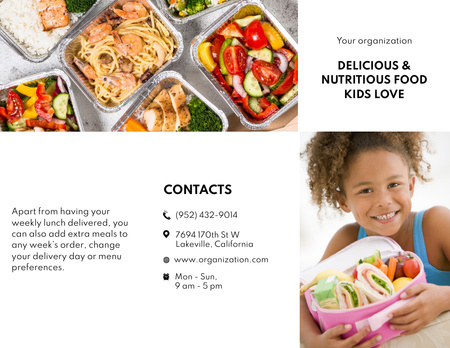Sevimli Çocuklu Okul Yemeği Reklamı Brochure 8.5x11in Tasarım Şablonu