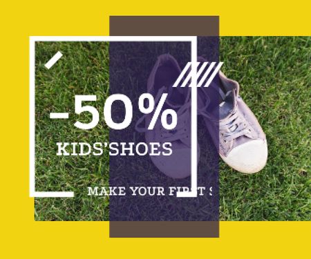 Template di design Kids' Shoes Sale Sneakers on Grass Large Rectangle
