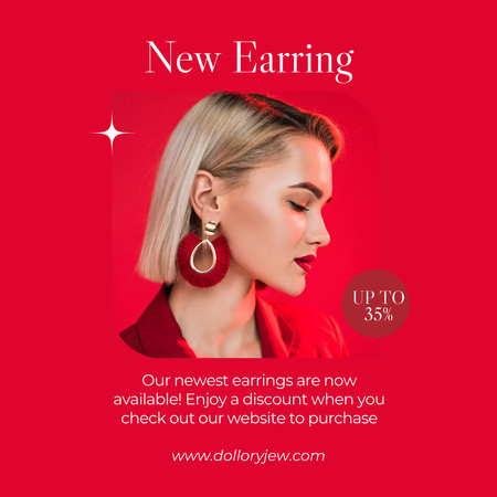 New Earring Collection Sale Red Instagram Design Template