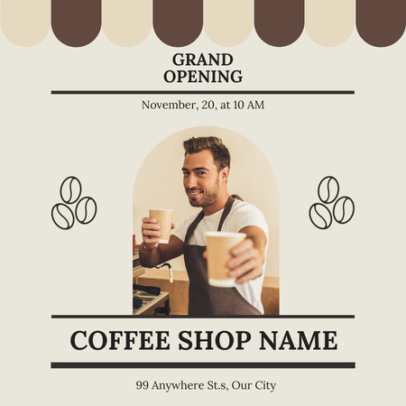 Designvorlage ankündigung der coffeeshop-eröffnung für Instagram