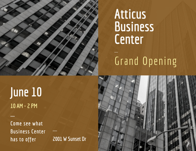 Business Center Grand Opening Ad Flyer 8.5x11in Horizontal Design Template