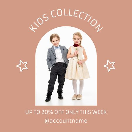 Kids Collection Announcement with Cute Children  Instagram Tasarım Şablonu