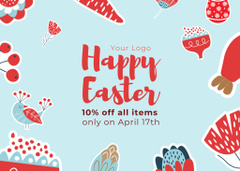 Easter Discount Announcement with Bright Illustration