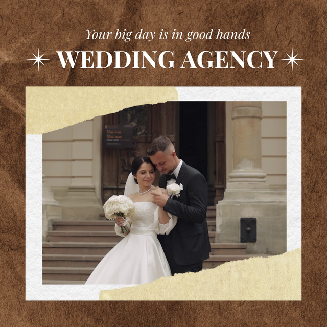 Wedding Agency Services With Happy Couple Animated Post Šablona návrhu