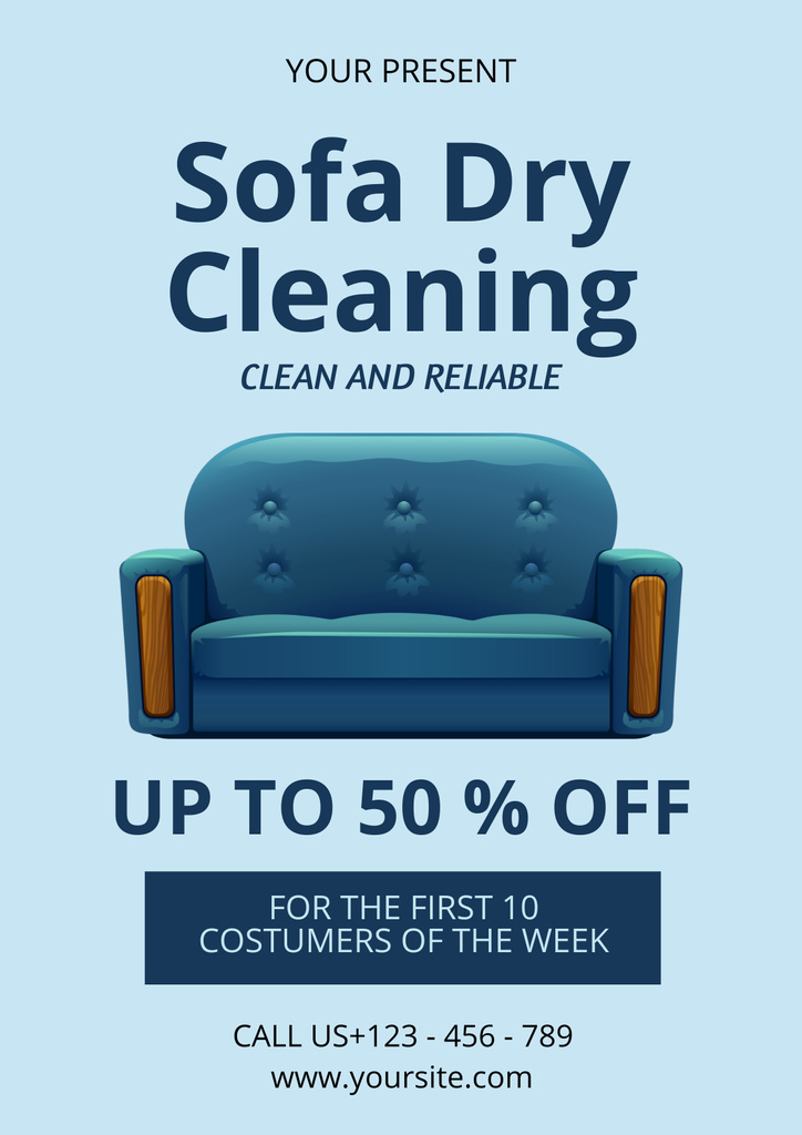 Sofa Dry Cleaning with Discount Poster – шаблон для дизайна