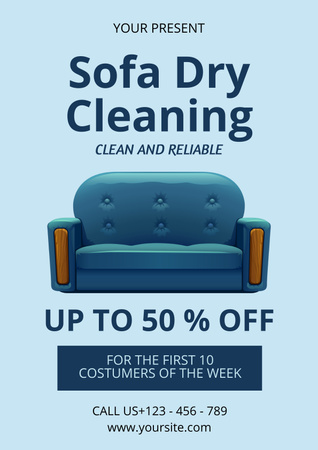 Sofa Dry Cleaning with Discount Poster Design Template