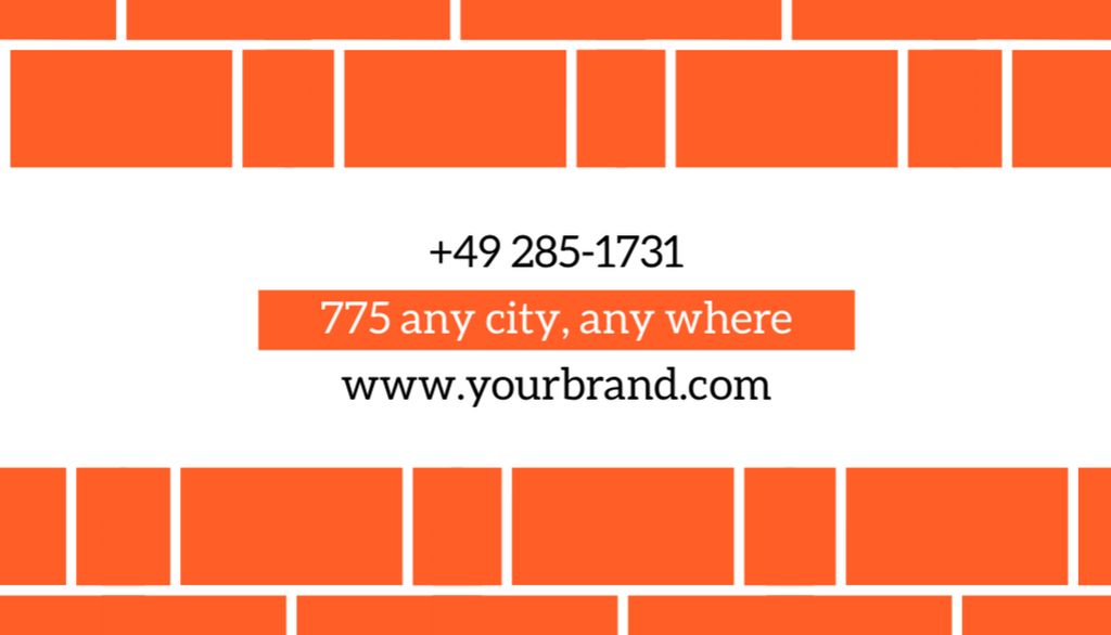 Masonry Service Ad on Vivid Orange Business Card US Design Template